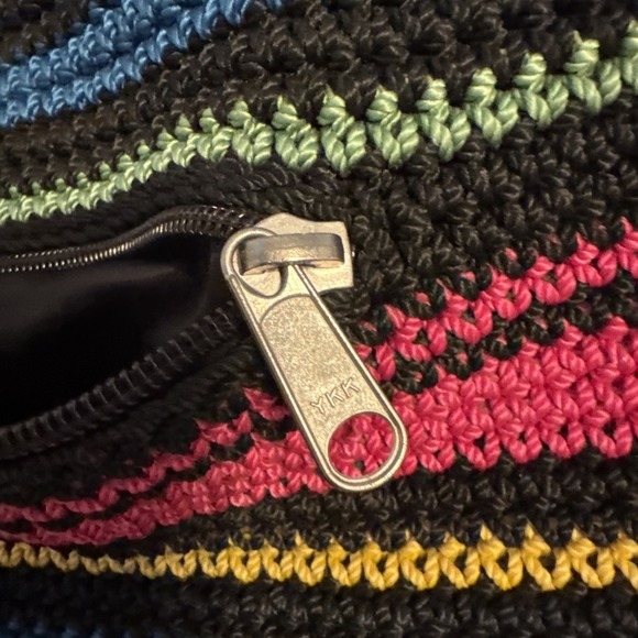 Black Rainbow Pride Crochet Multi Color Crossbody Bag Zip Closure Target Boho - Picture 8 of 10